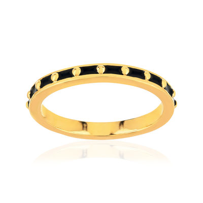 Bague plaqué or jaune et résine noire - vue 1