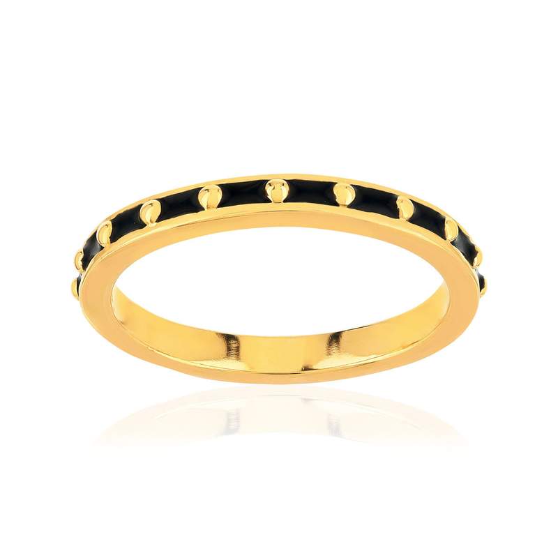 Bague plaqué or jaune et résine noire - vue 1