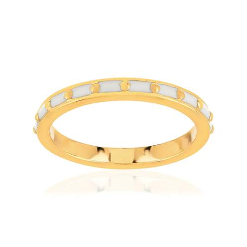 Bague plaqué or jaune et résine blanche