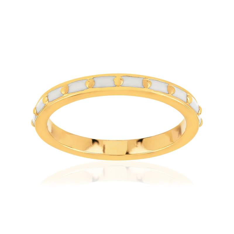 Bague plaqué or jaune et résine blanche - vue 1