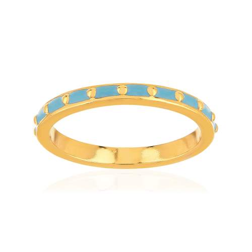 Bague plaqué or jaune et résine bleue