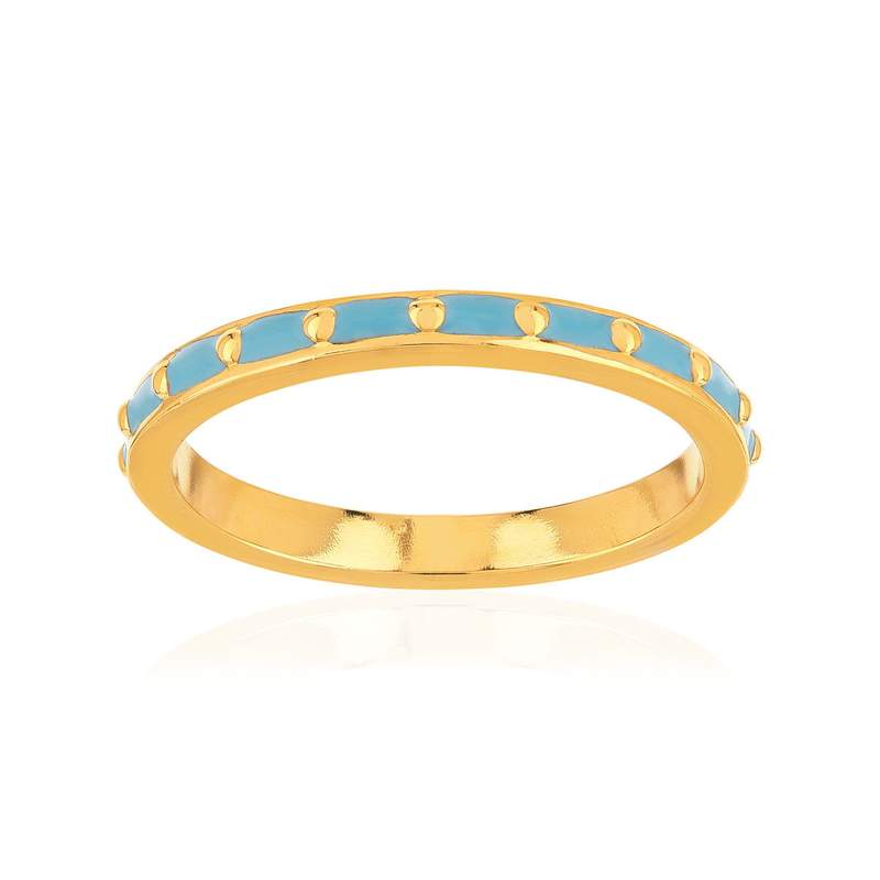 Bague plaqué or jaune et résine bleue - vue 1