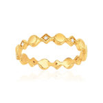 Bague plaqué or jaune perlée zirconias, motif rond et losange - vue 1
