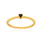 Bague plaqué or jaune perlée zirconia noir - vue 1