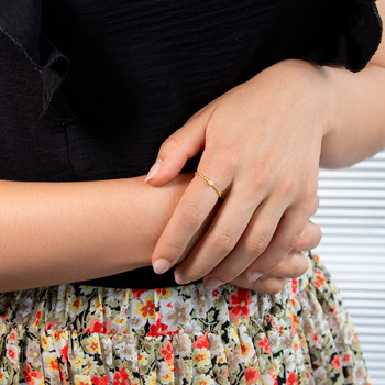Bague plaqué or jaune perlée zirconia