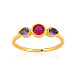 Bague plaqué or jaune pierres imitation - vue 1