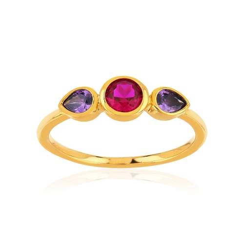 Bague plaqué or jaune pierres imitation