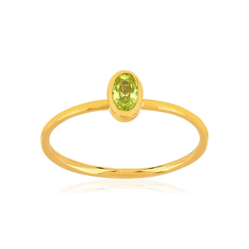 Yellow gold-plated ring with faux gemstone - view 1