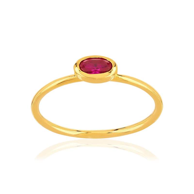 Bague plaqué or jaune pierre imitation - vue 1