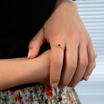 Bague plaqué or jaune pierre imitation - vue porté 1