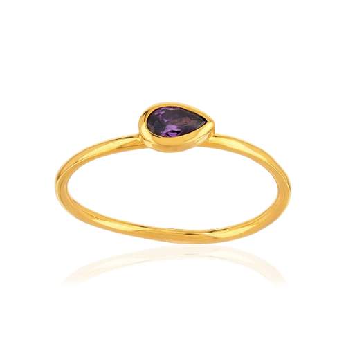 Yellow gold-plated imitation stone ring