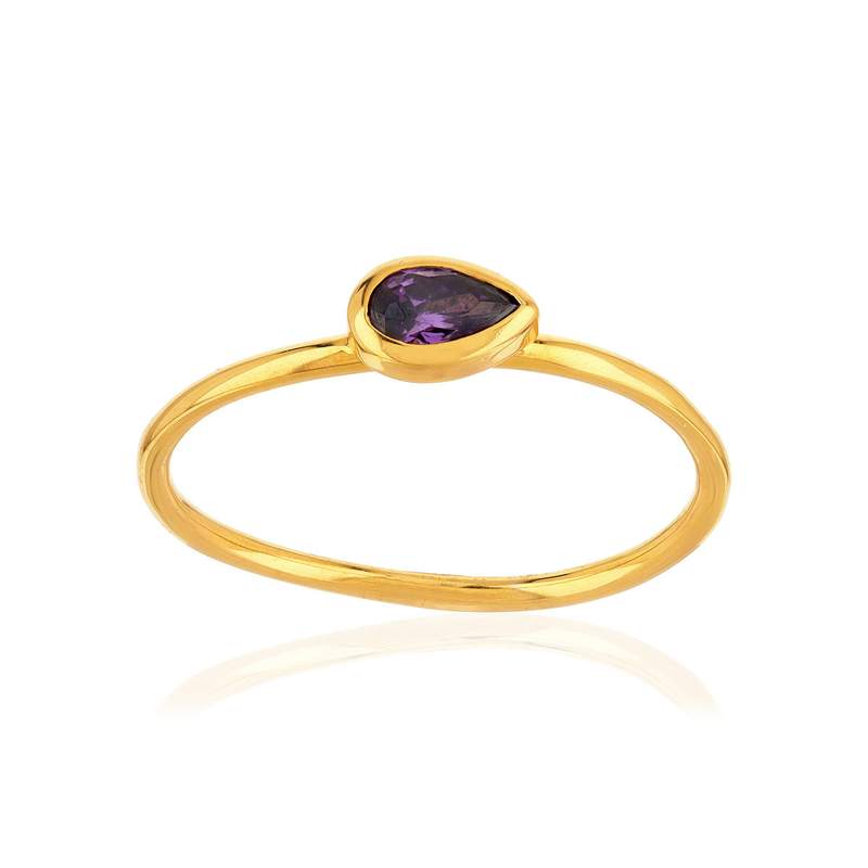 Bague plaqué or jaune pierre imitation - vue 1