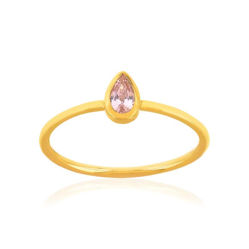 Bague plaqué or jaune pierre imitation - vue 1