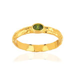 Bague plaqué or jaune martelée pierre imitation verte - vue 1