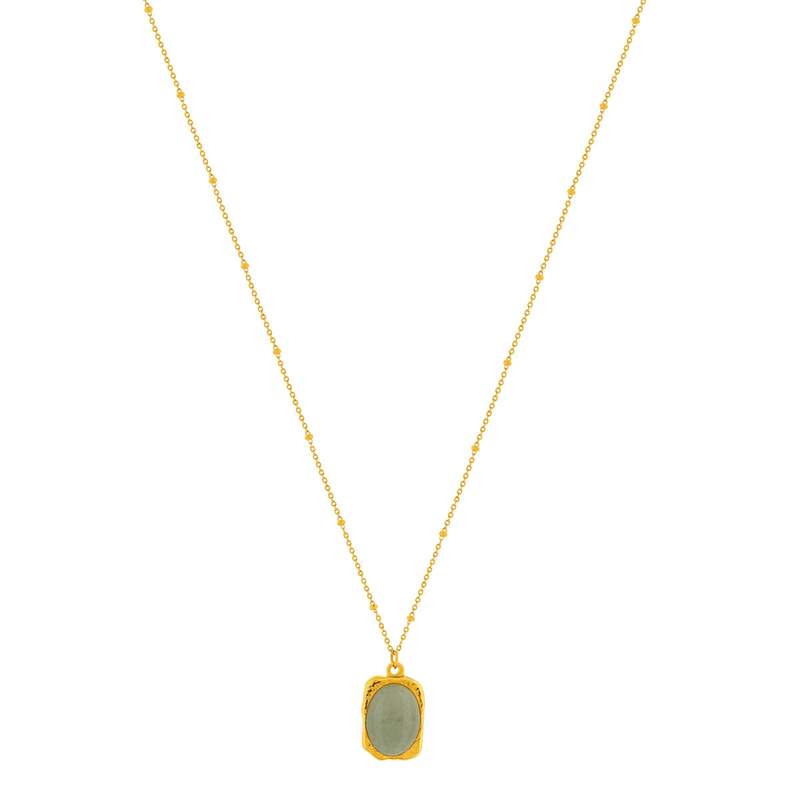 Collier acier jaune pierre imitation vert pâle 45cm - vue 2