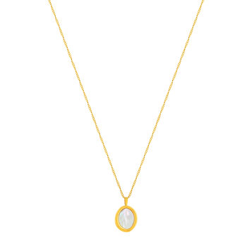 Collier acier jaune nacre 46 cm