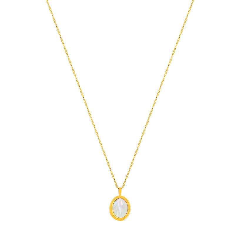 Collier acier jaune nacre 46 cm - vue 2