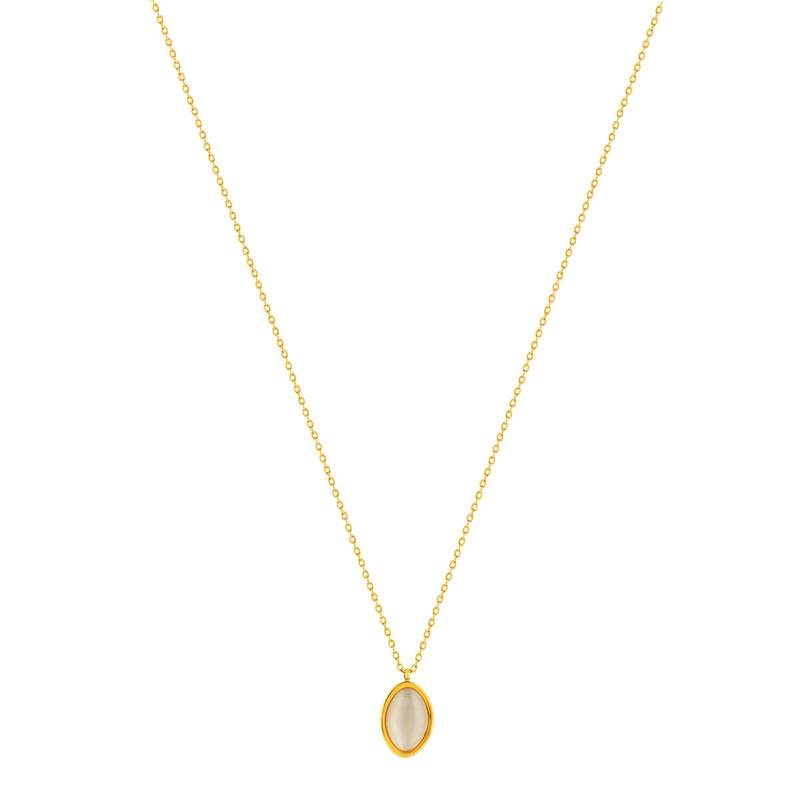 Collier acier jaune pierre imitation beige 45 cm - vue 2