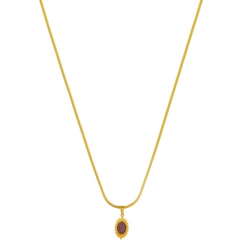 Collier acier jaune pierre imitation rose 46cm - vue 2