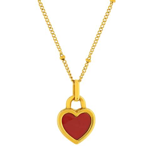 Collier acier jaune nacre coeur 45cm