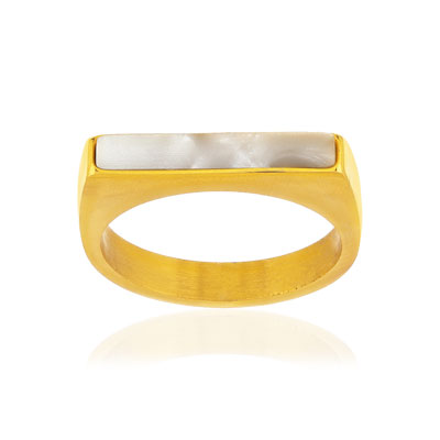 Bague acier jaune nacre - vue 1