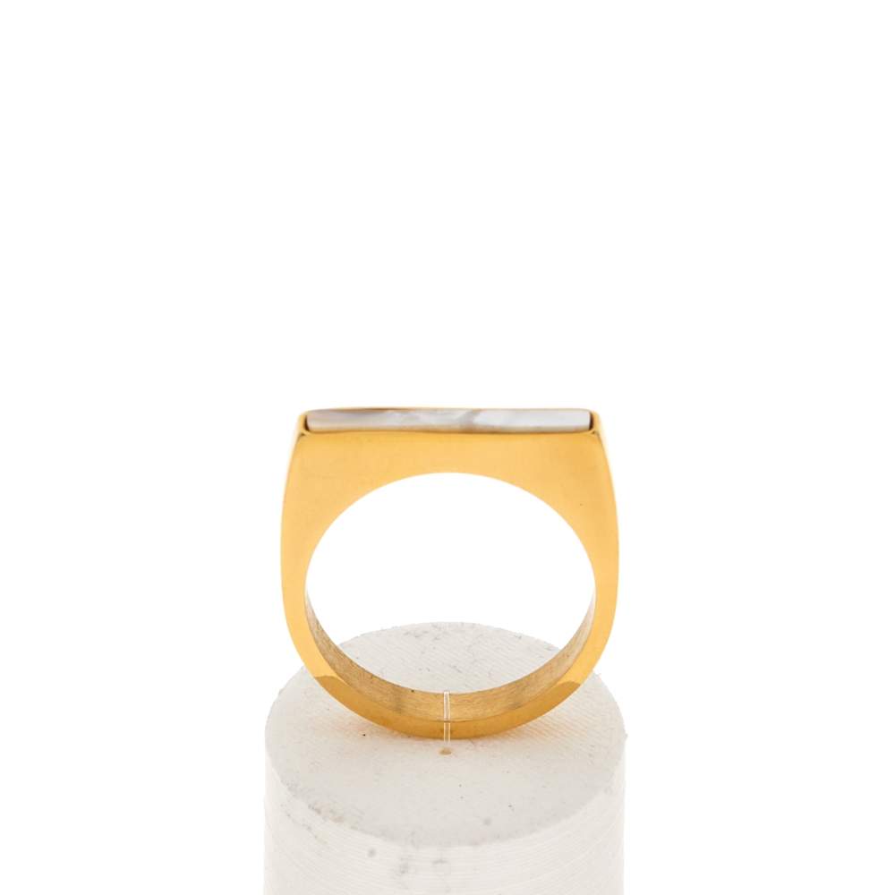 Bague acier jaune nacre - vue 1