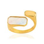 Bague acier jaune nacre - vue 1