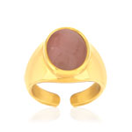 Bague acier jaune pierre imitation rose pale - vue 1