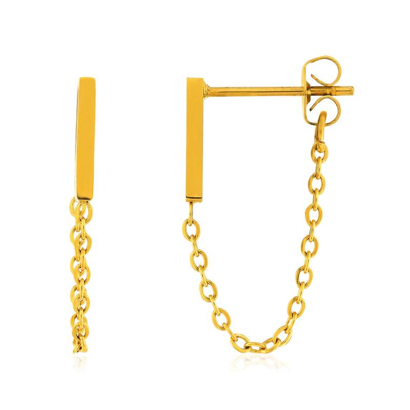 Boucles d'oreilles acier jaune - vue 1
