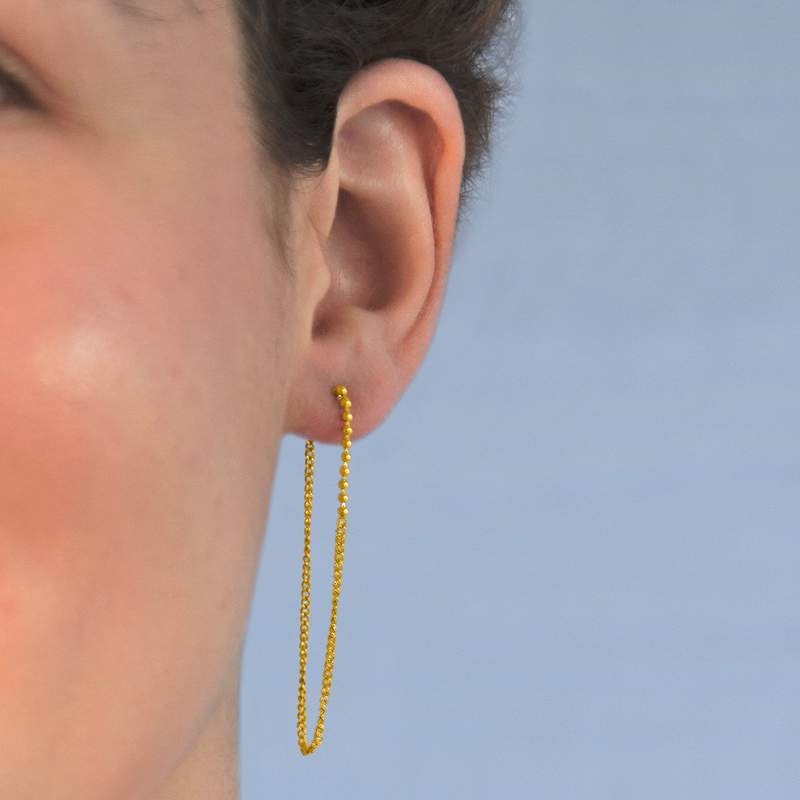 Boucles d'oreilles acier jaune - vue porté 2
