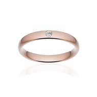 Alliance or 750 rose poli ruban confort 3,5mm diamant brillant