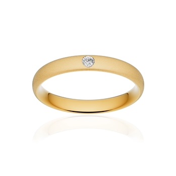 Alliance or 750 jaune sablé ruban confort 3,5mm diamant brillant