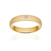 Alliance or 750 jaune sablé ruban confort 4,5mm diamant brillant - vue V1