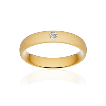Alliance or 750 jaune sablé ruban confort 4,5mm diamant brillant