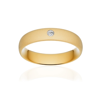 Alliance or 750 jaune sablé ruban confort 5mm diamant brillant