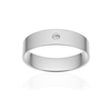 Alliance or 750 blanc poli ruban plat confort 5mm diamant brillant - vue V1