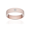 Alliance or 750 rose sablé ruban plat confort 5mm diamant princesse - vue V1