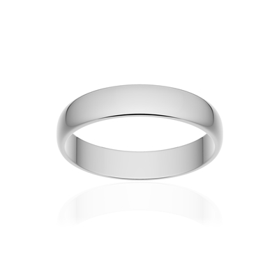 Alliance or 750 blanc poli demi-jonc 4mm - vue 1