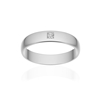 Alliance or 375 blanc poli demi-jonc 4mm diamant princesse - vue V1