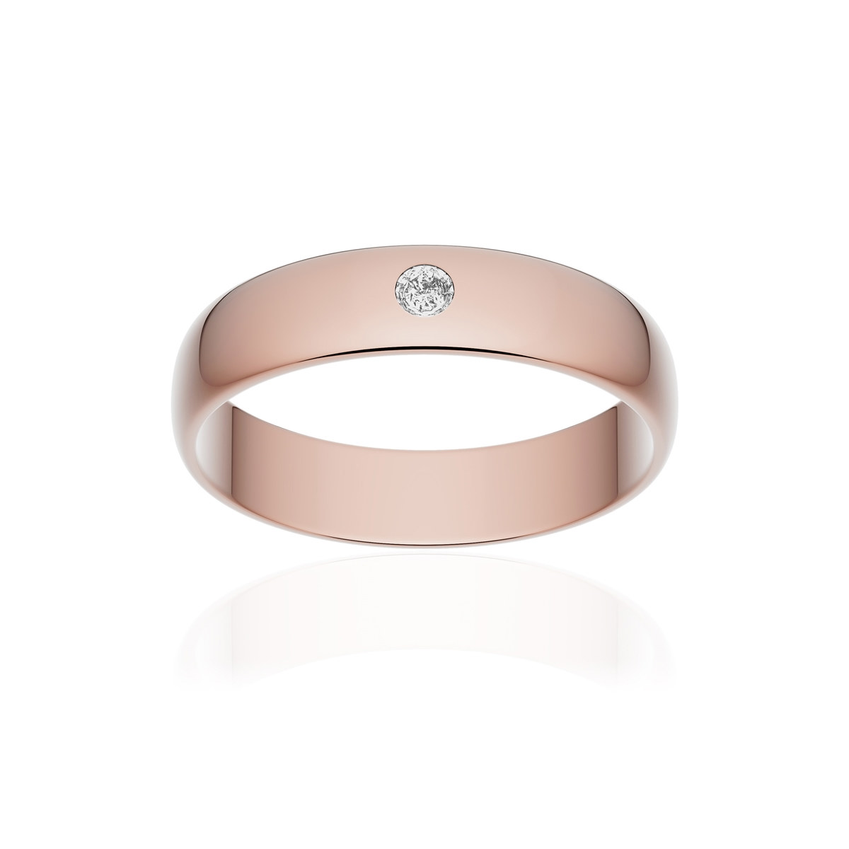 Alliance or 375 rose poli demi-jonc 4,5mm diamant brillant