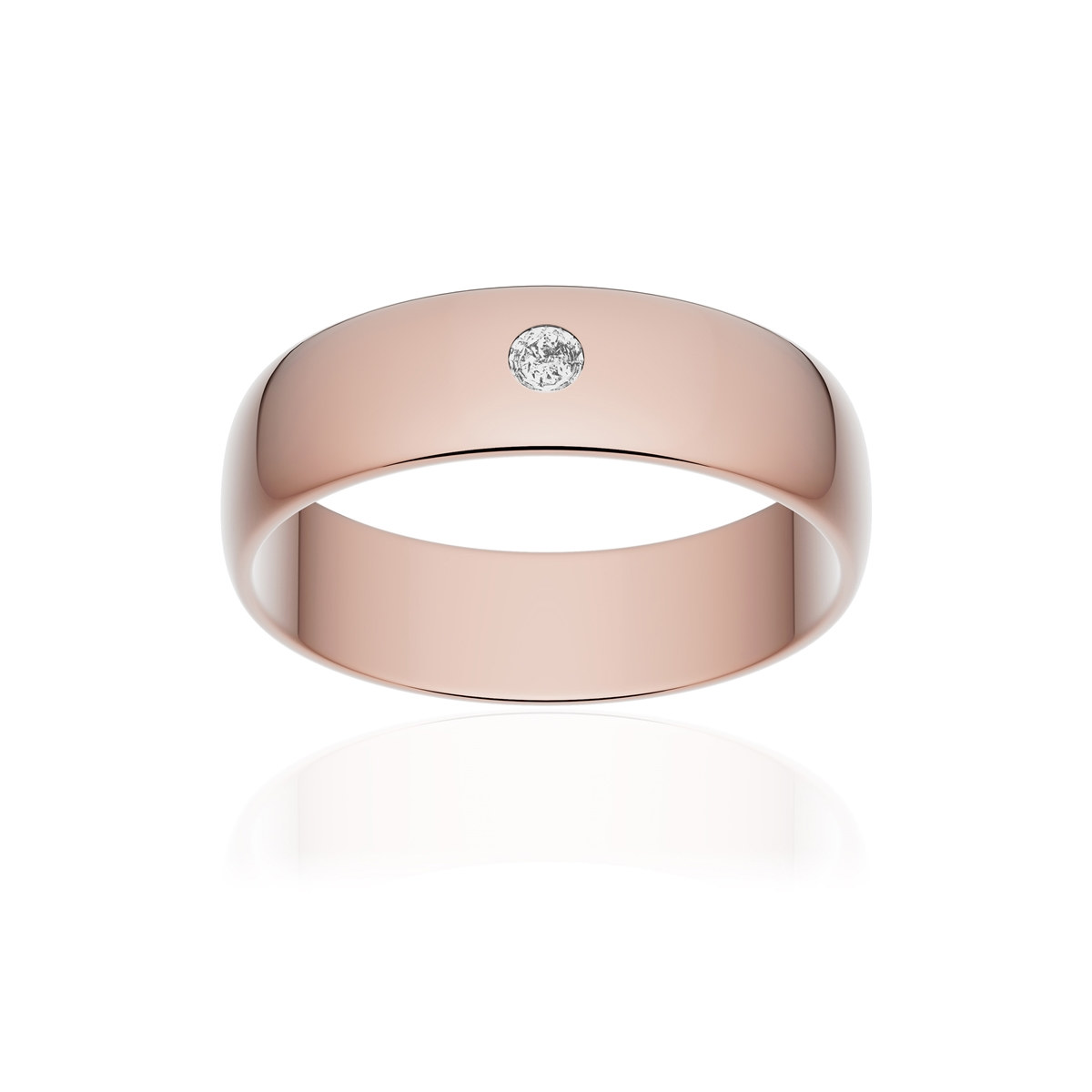 Alliance or 375 rose poli demi-jonc 5,5mm diamant brillant