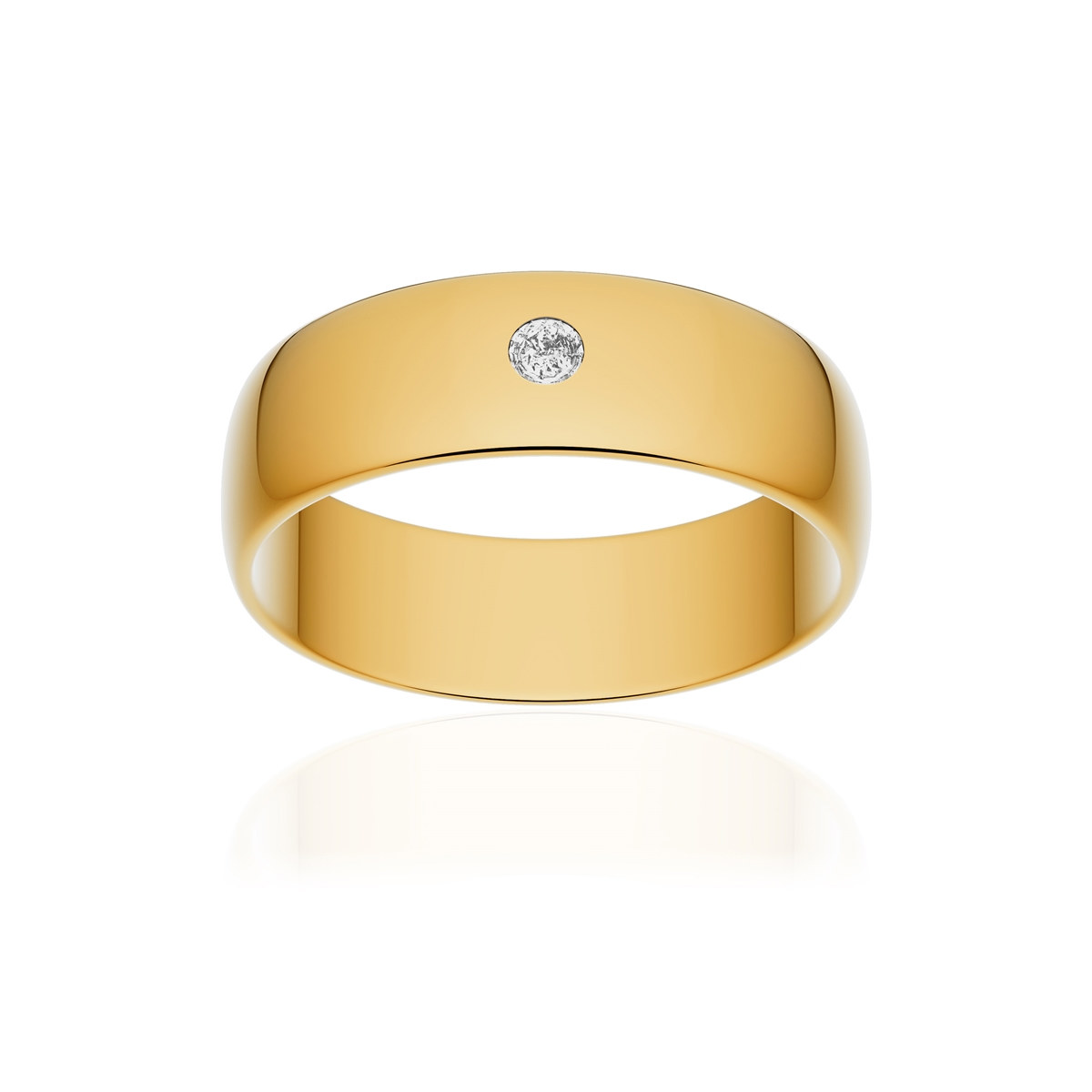 Alliance or 375 jaune poli demi-jonc 6mm diamant brillant