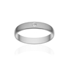 Alliance or 375 blanc brossé demi-jonc 3,5mm diamant brillant - vue V1