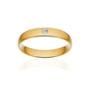 Alliance or 375 jaune poli demi-jonc confort 4mm diamant brillant - vue V1