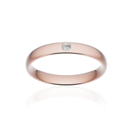 Alliance or 375 rose brossé demi-jonc confort 3,5mm diamant brillant