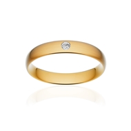 Alliance or 375 jaune brossé demi-jonc confort 4mm diamant brillant