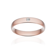 Alliance or 375 rose brossé demi-jonc confort 4mm diamant brillant