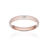 Alliance or 375 rose sablé demi-jonc confort 3,5mm diamant brillant