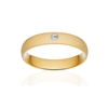 Alliance or 375 jaune sablé demi-jonc confort 4,5mm diamant brillant - vue V1