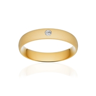 Alliance or 375 jaune sablé demi-jonc confort 4,5mm diamant brillant
